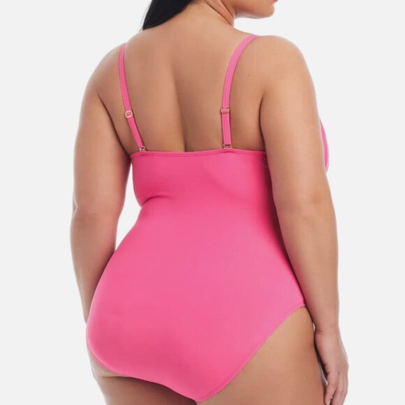 Bleu by Rod Beattie Plus Size Ruched One-Piece Swimsuit - Pink Bling - Picture 2 of 2